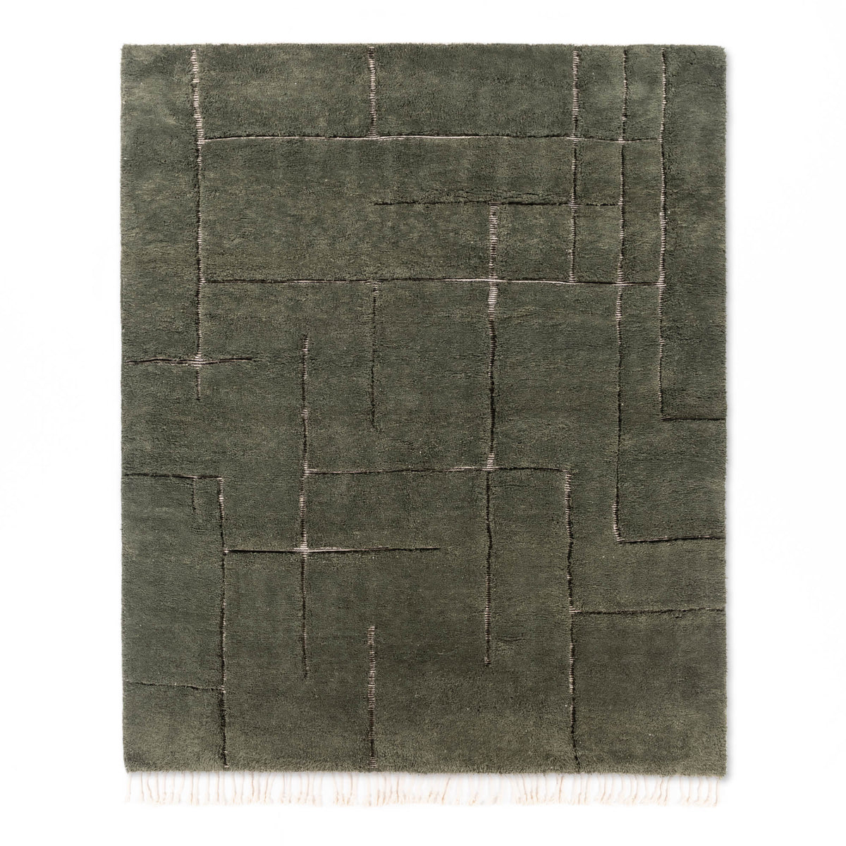 Mestara Vert Militaire - Tapis Berbère shaggy