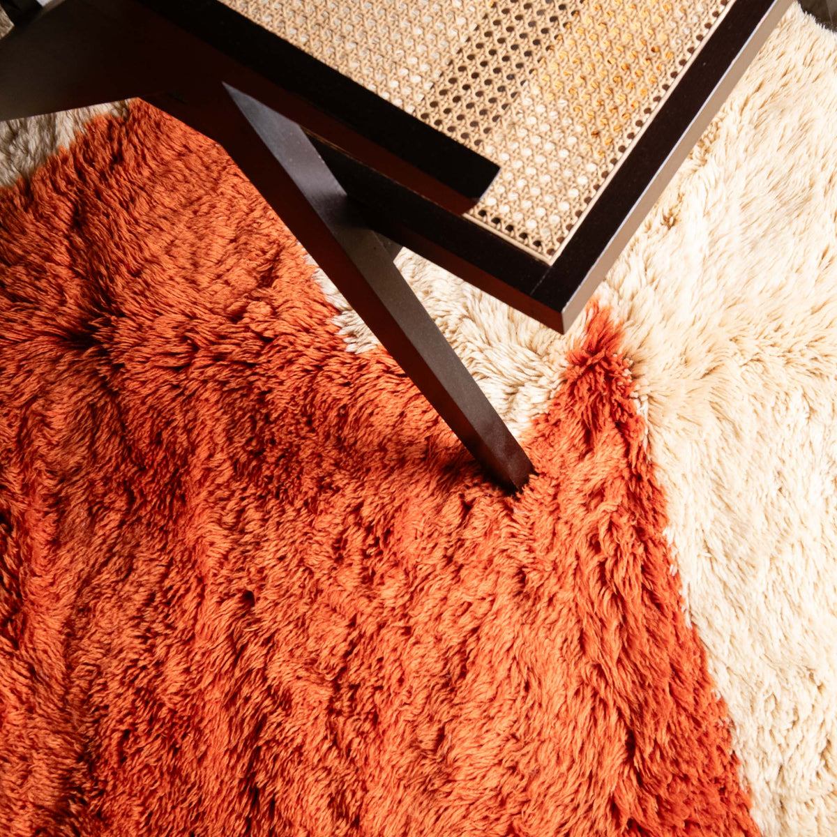 Coucher du soleil d'automne Rond - Luxueux tapis Berbère shaggy