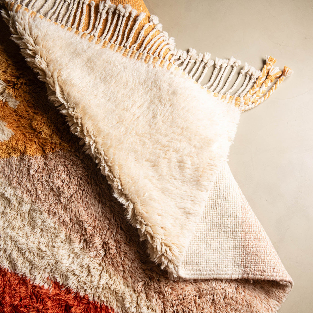 Coucher du soleil d'automne - Luxueux tapis Berbère shaggy