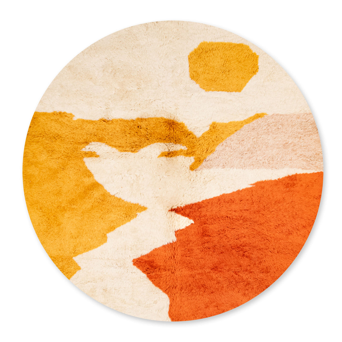 Coucher du soleil d'automne Rond - Luxueux tapis Berbère shaggy