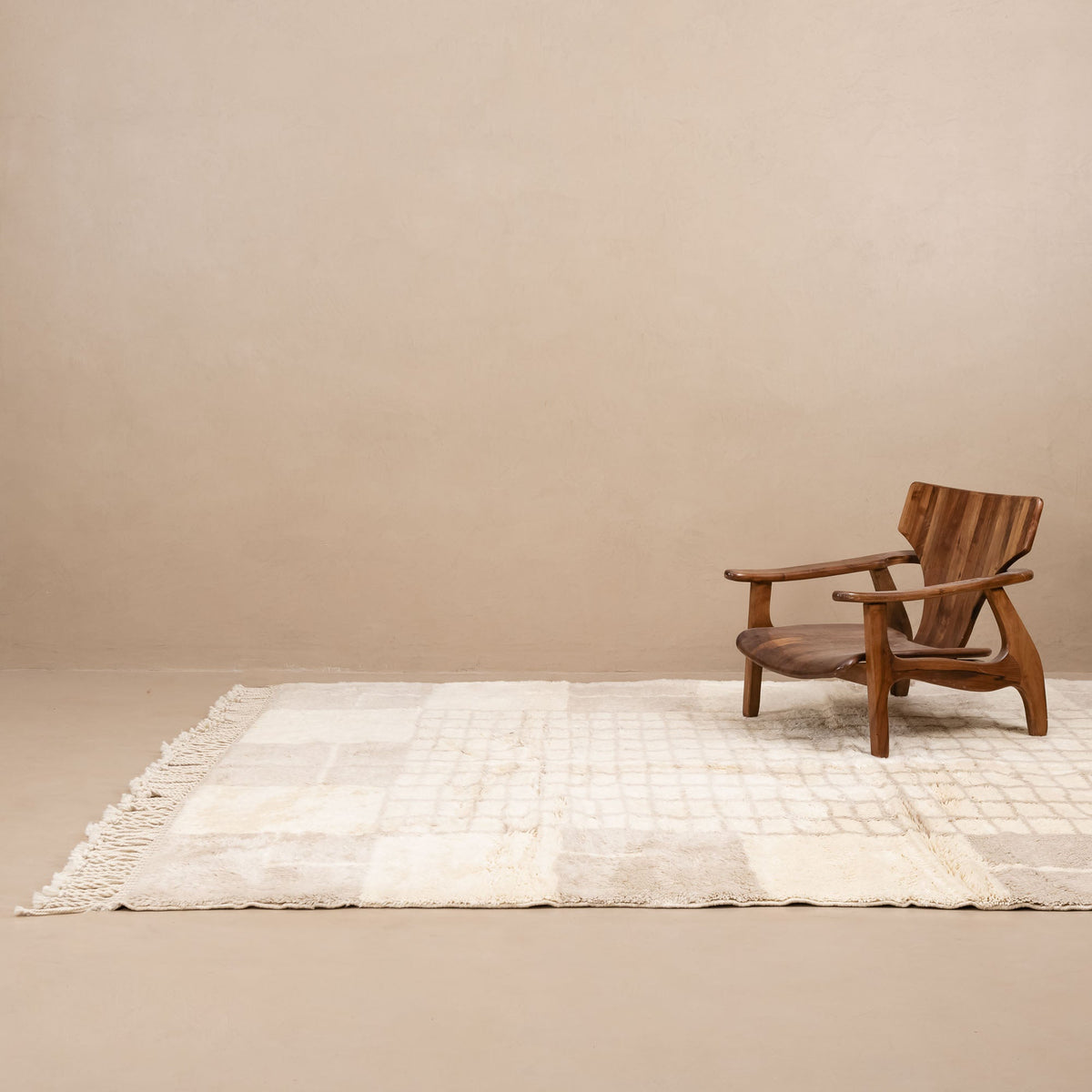 Argent Quadriller - Luxueux tapis Berbère shaggy