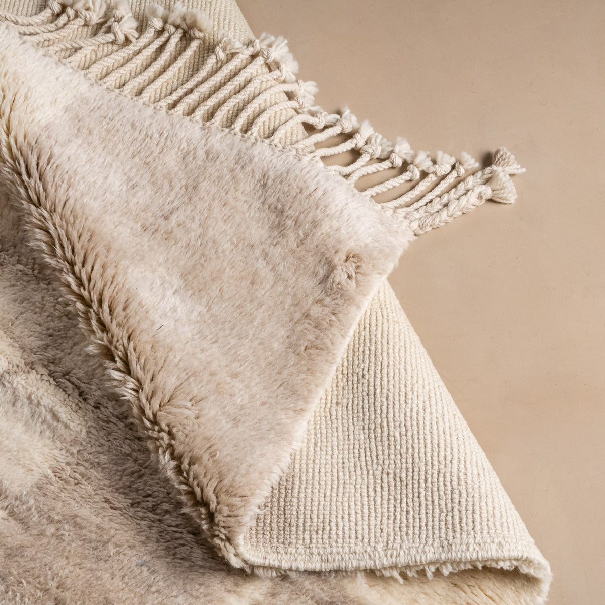 Argent Quadriller - Luxueux tapis Berbère shaggy