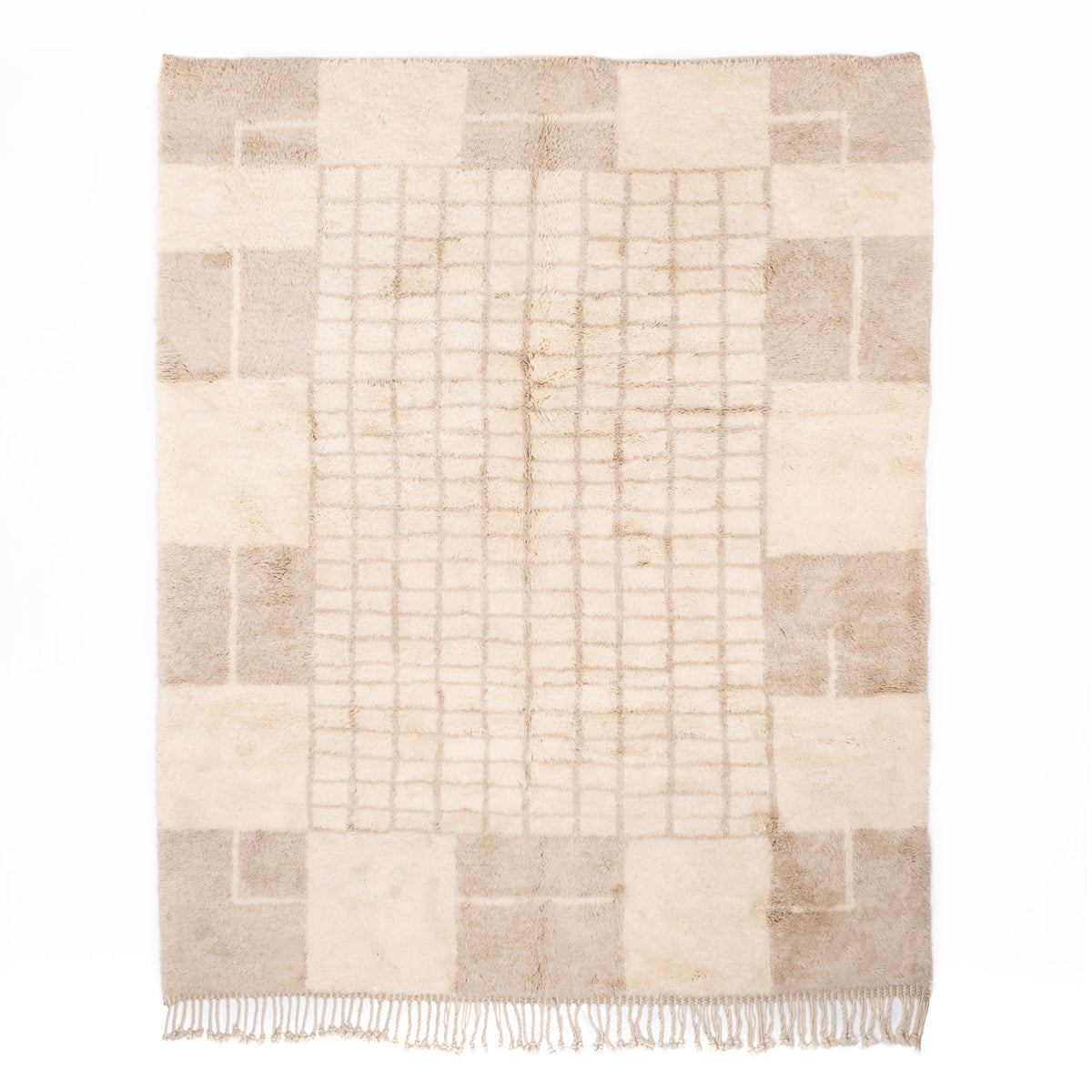 Argent Quadriller - Luxueux tapis Berbère shaggy