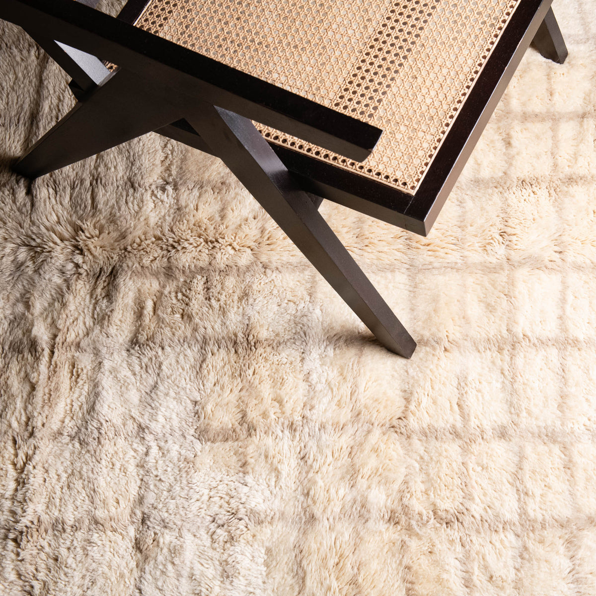Argent Quadriller - Luxueux tapis Berbère shaggy