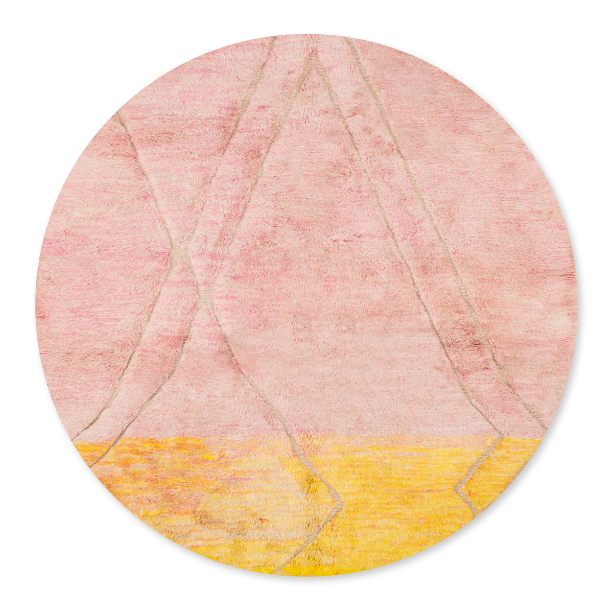 Coucher de Soleil Rond - Luxueux tapis Berbère shaggy