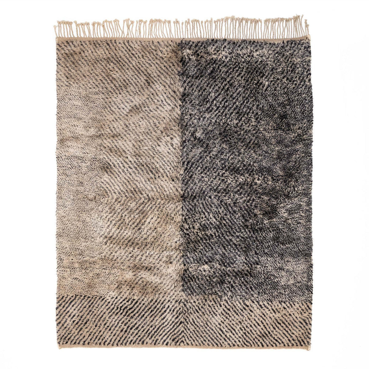 Rayures en pleine lune - Luxueux tapis Berbère shaggy