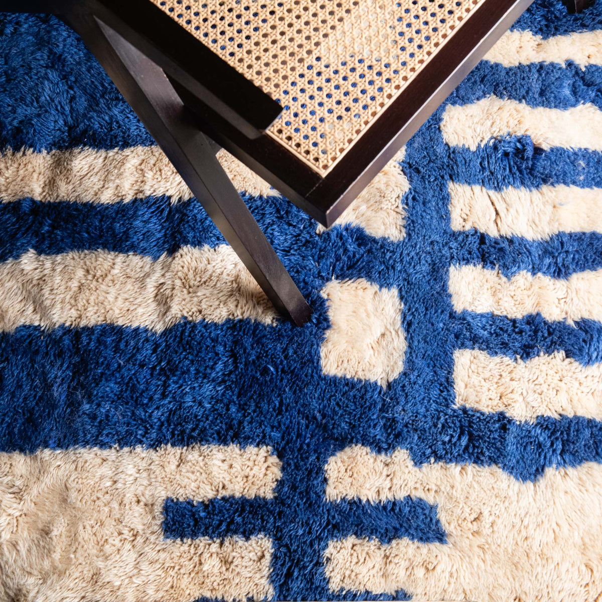 Tribu Océanique Rond - Luxueux tapis Berbère shaggy