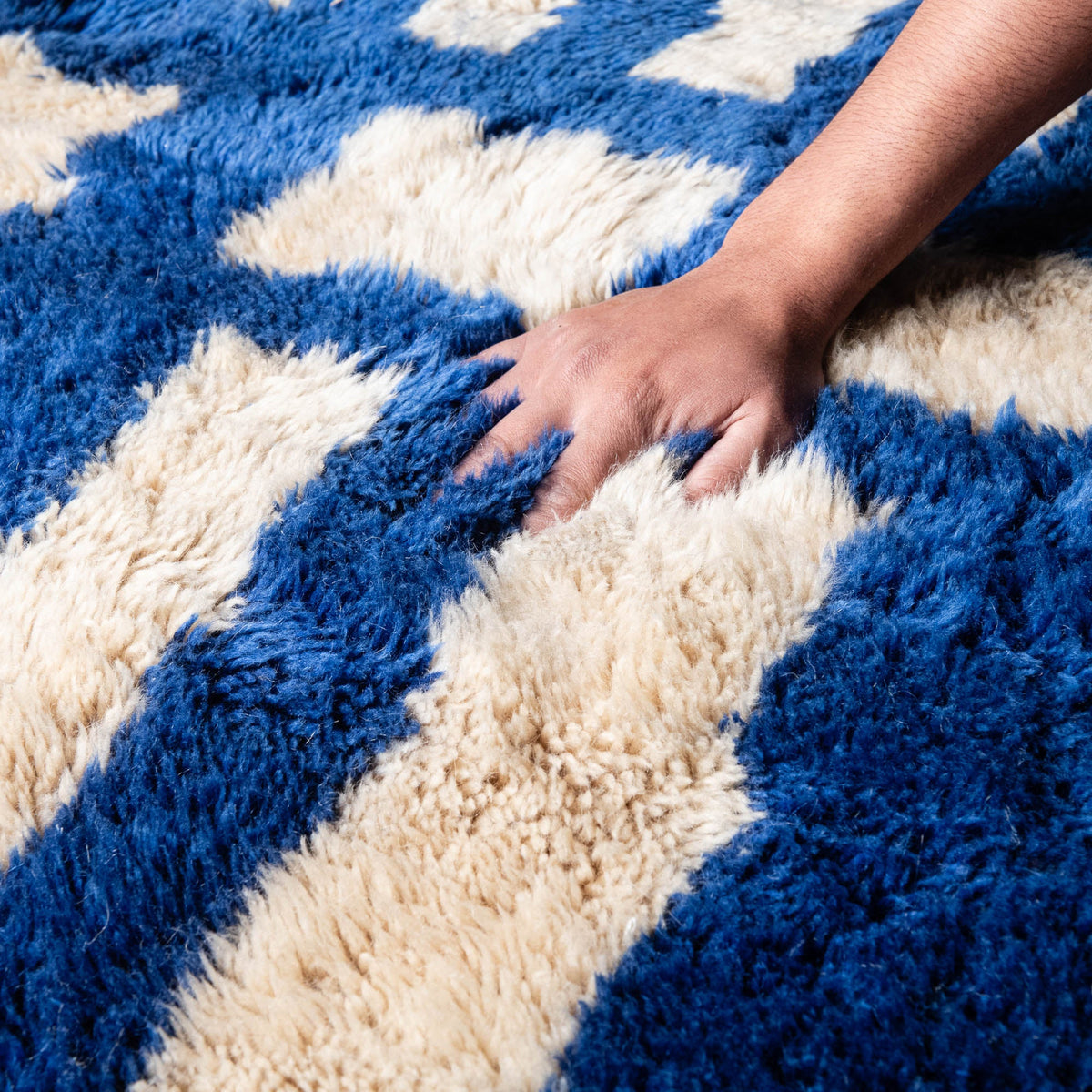Tribu Océanique Rond - Luxueux tapis Berbère shaggy