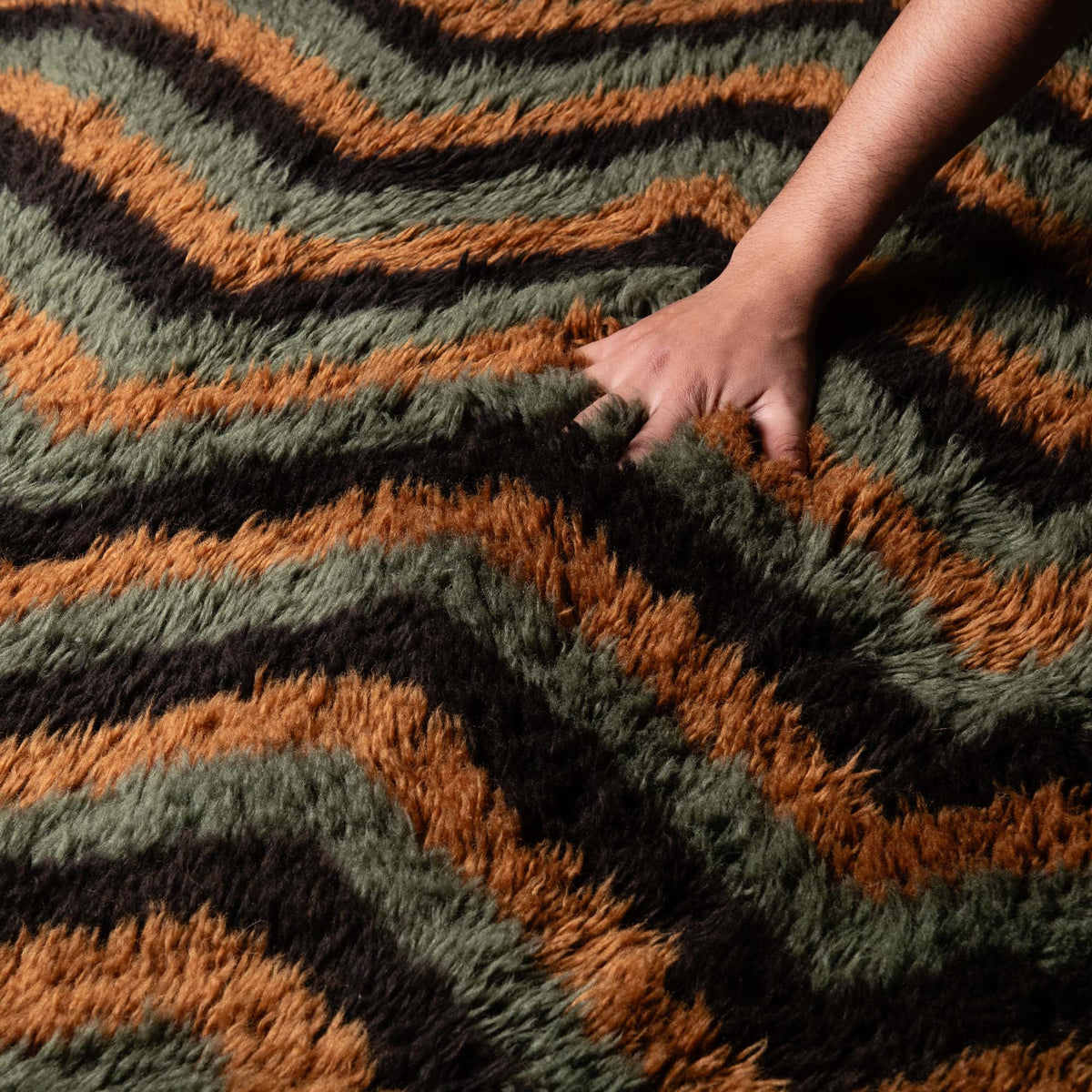 Piste Sinueuse Rond - Luxueux tapis Berbère shaggy