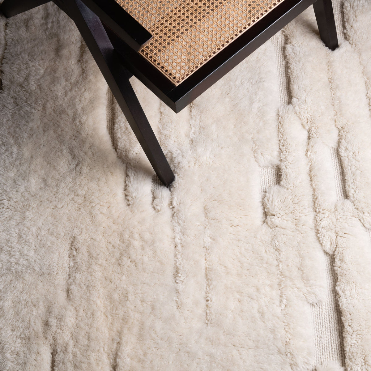 Glacier Ivory - Luxueux tapis Berbère shaggy