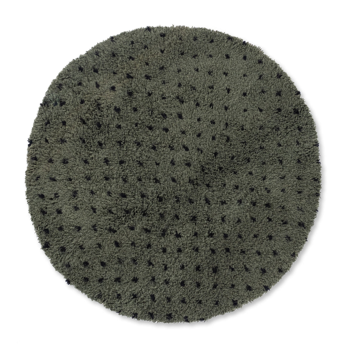 Noujoum Vert Militaire Rond - Tapis Berbère shaggy