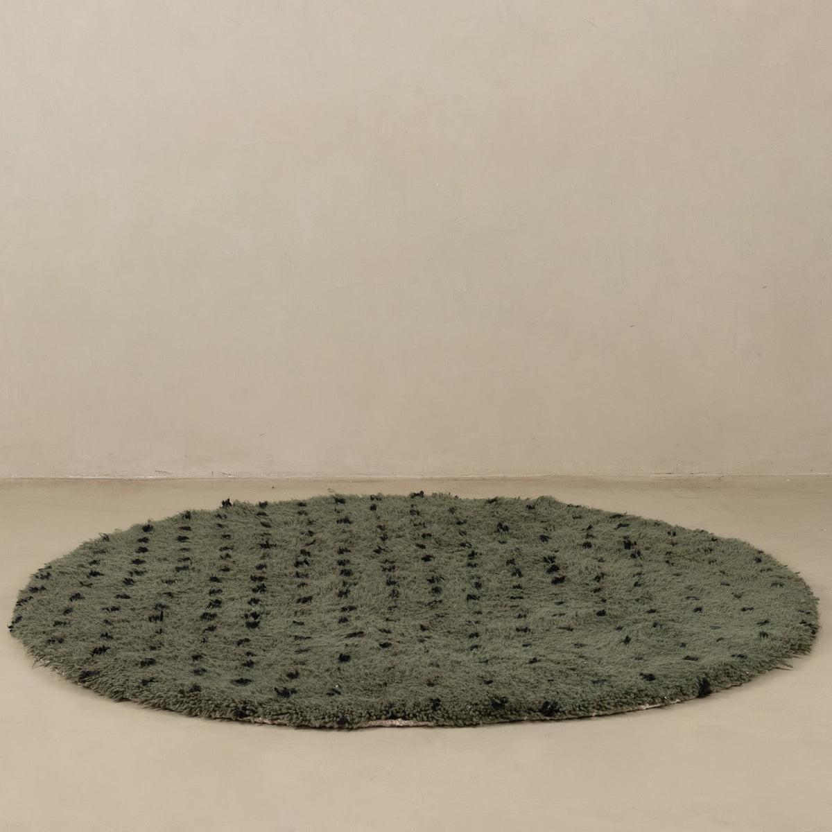 Noujoum Vert Militaire Rond - Tapis Berbère shaggy