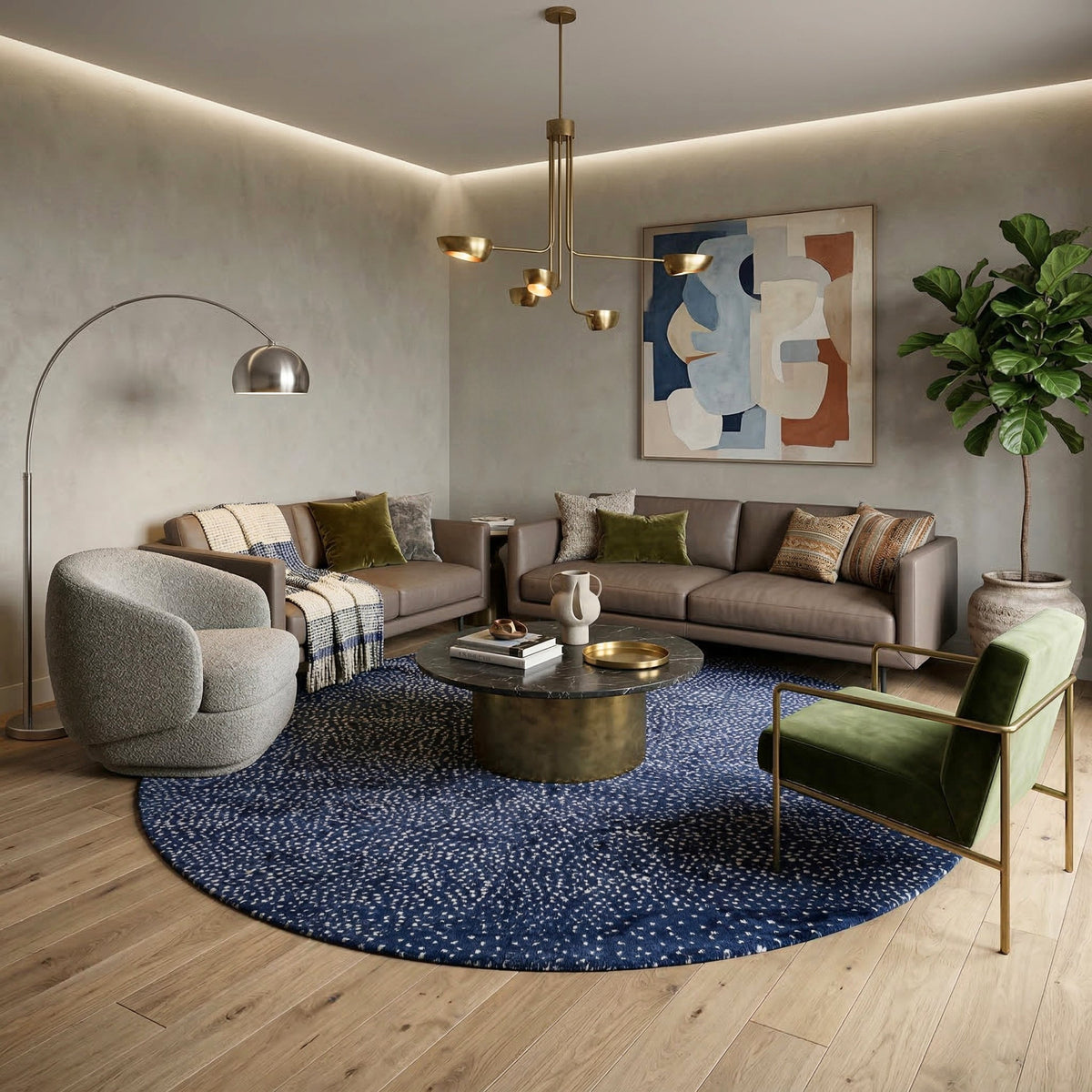 Nuit étoilée Rond - Luxueux tapis Berbère shaggy