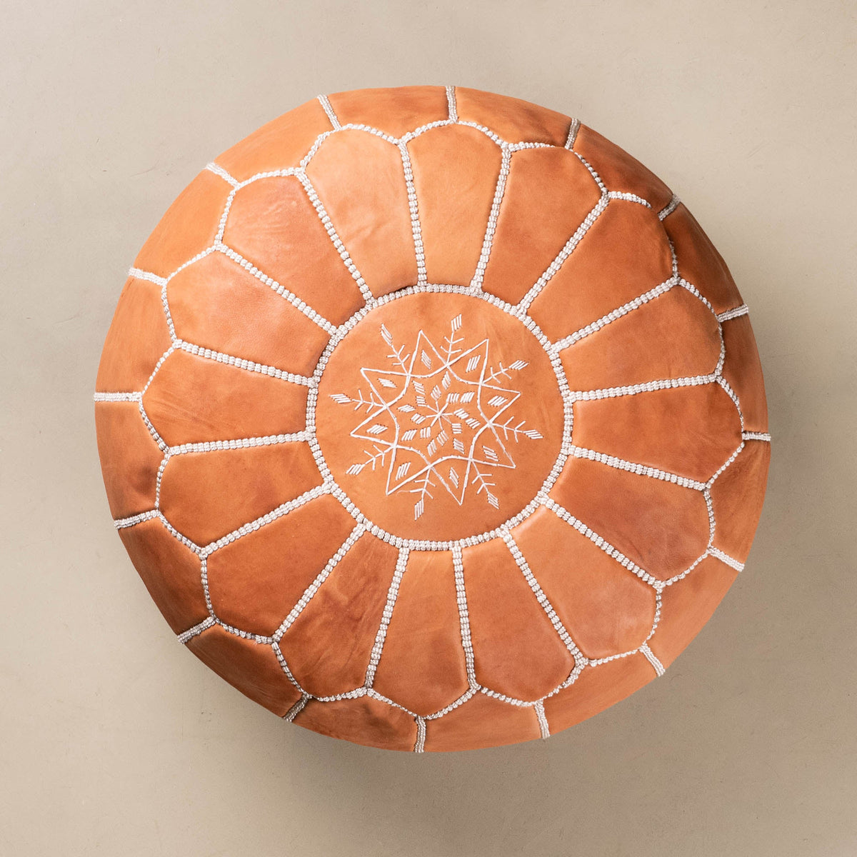 Pouf Marocain Authentique en cuir - Marron
