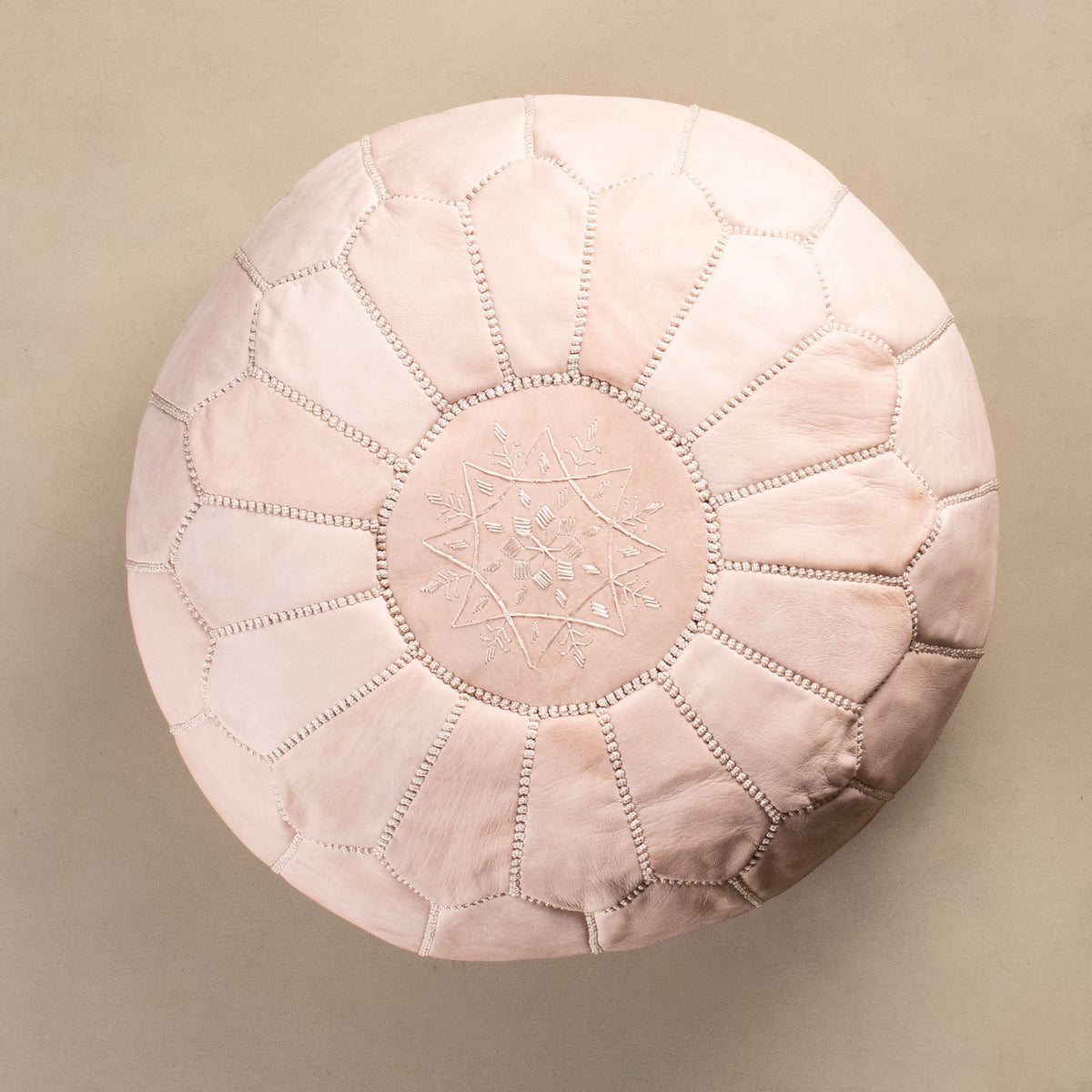 Pouf Marocain Authentique en cuir - Naturel