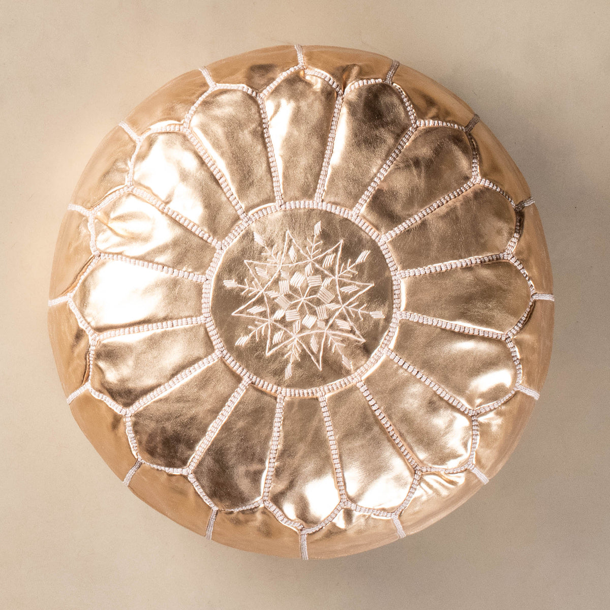 Pouf Marocain Authentique en cuir - Or