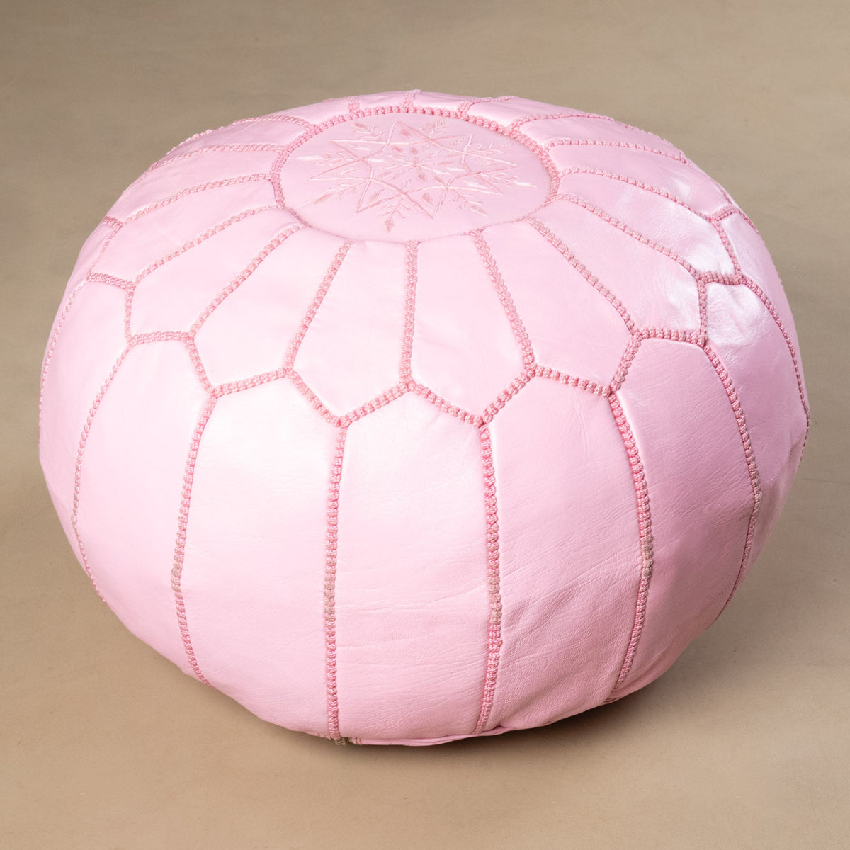 Pouf Marocain Authentique en cuir - Rose
