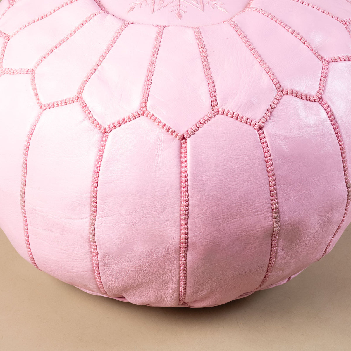 Pouf Marocain Authentique en cuir - Rose