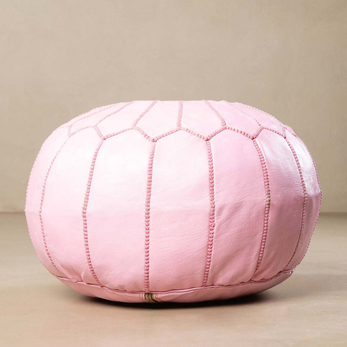 Pouf Marocain Authentique en cuir - Rose