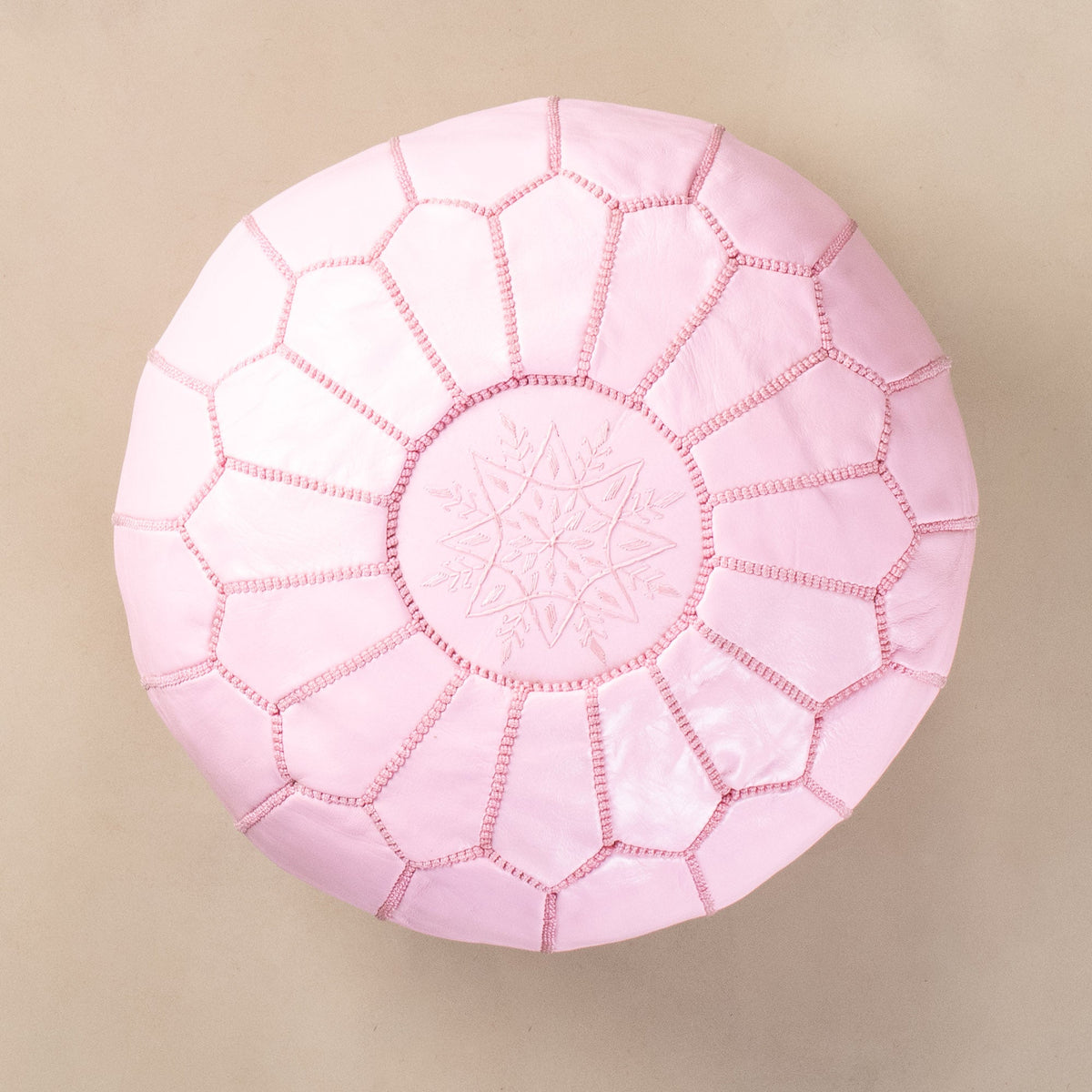 Pouf Marocain Authentique en cuir - Rose