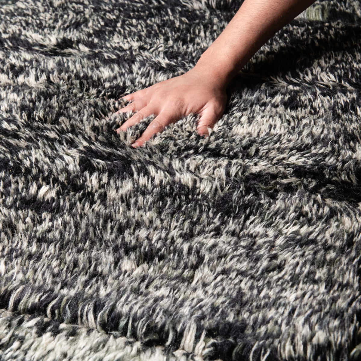 Promenade Nocturne Rond - Luxueux tapis Berbère shaggy