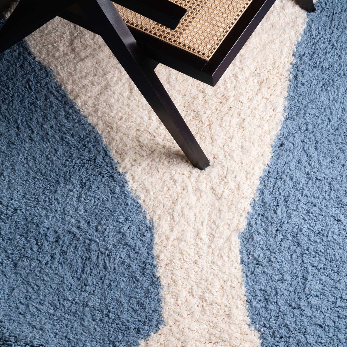 Salaam Bleu Océan Rond - Tapis Berbère shaggy