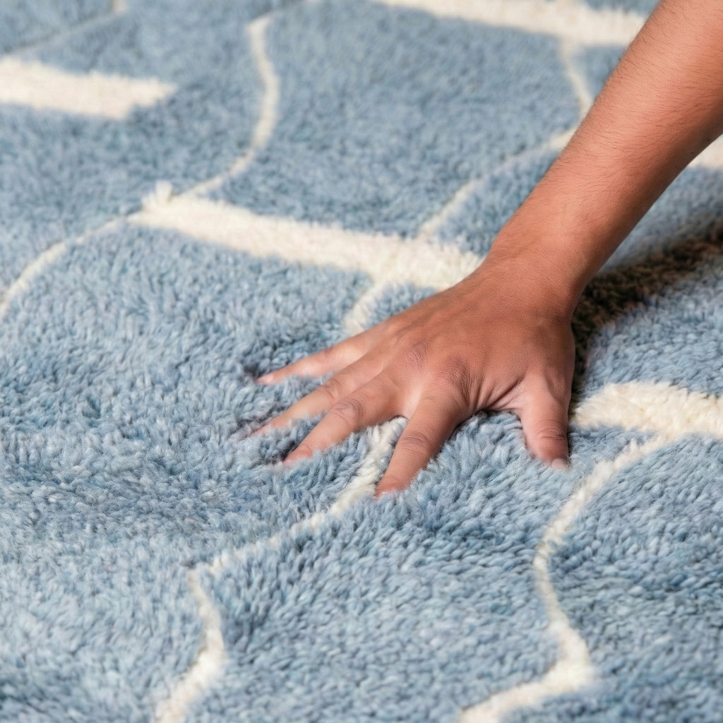 Bleu Sienne - Luxueux tapis Berbère shaggy