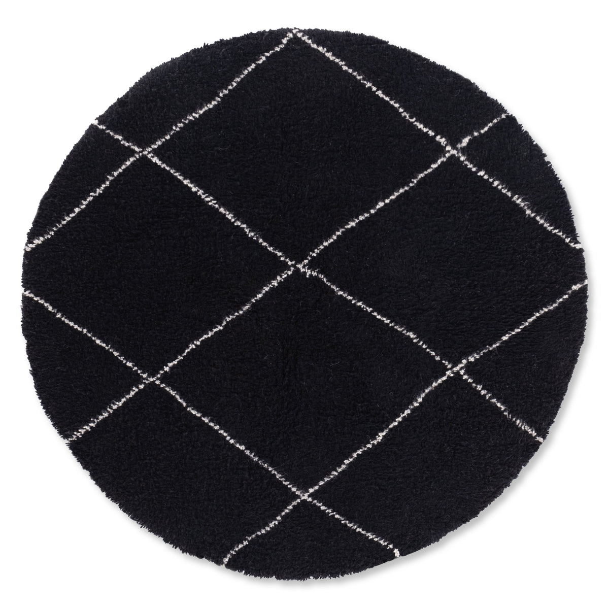 Aswad Rond - Tapis Berbère shaggy