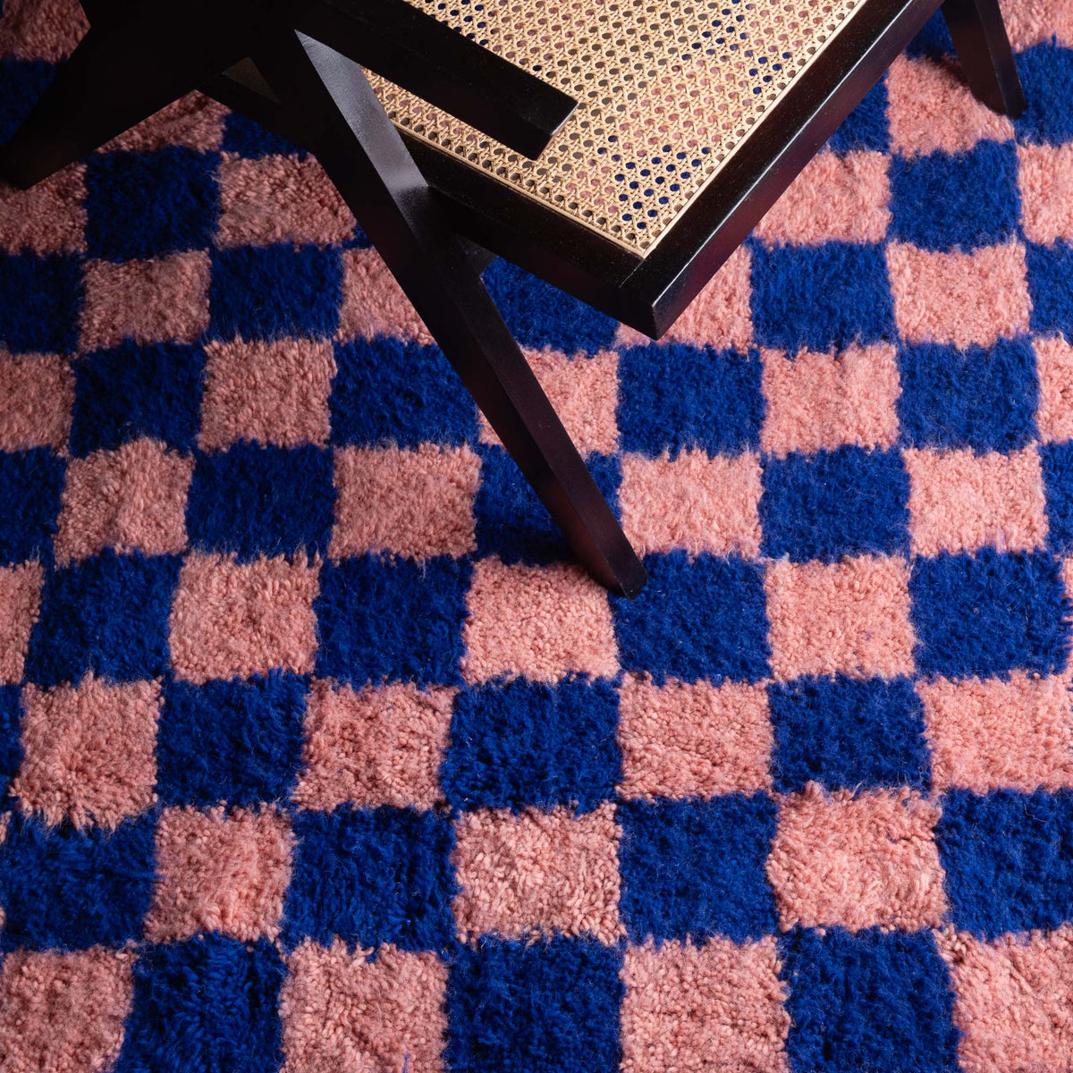 Dama Bleu Profond Rose - Tapis Berbère shaggy