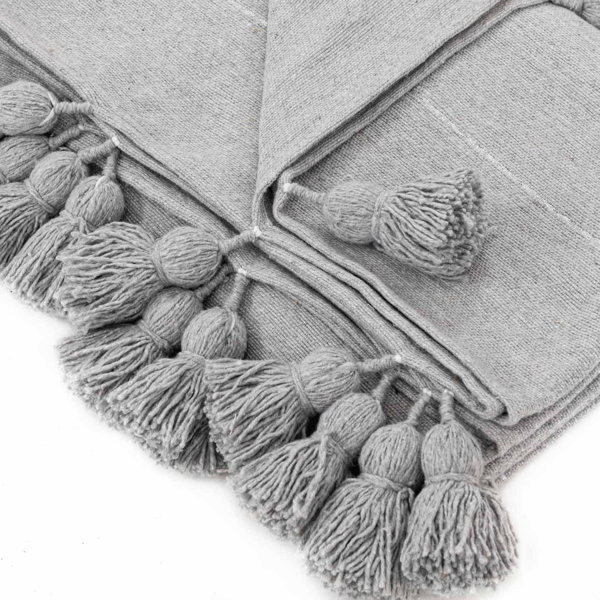 Couverture Pompon Gris et Argent