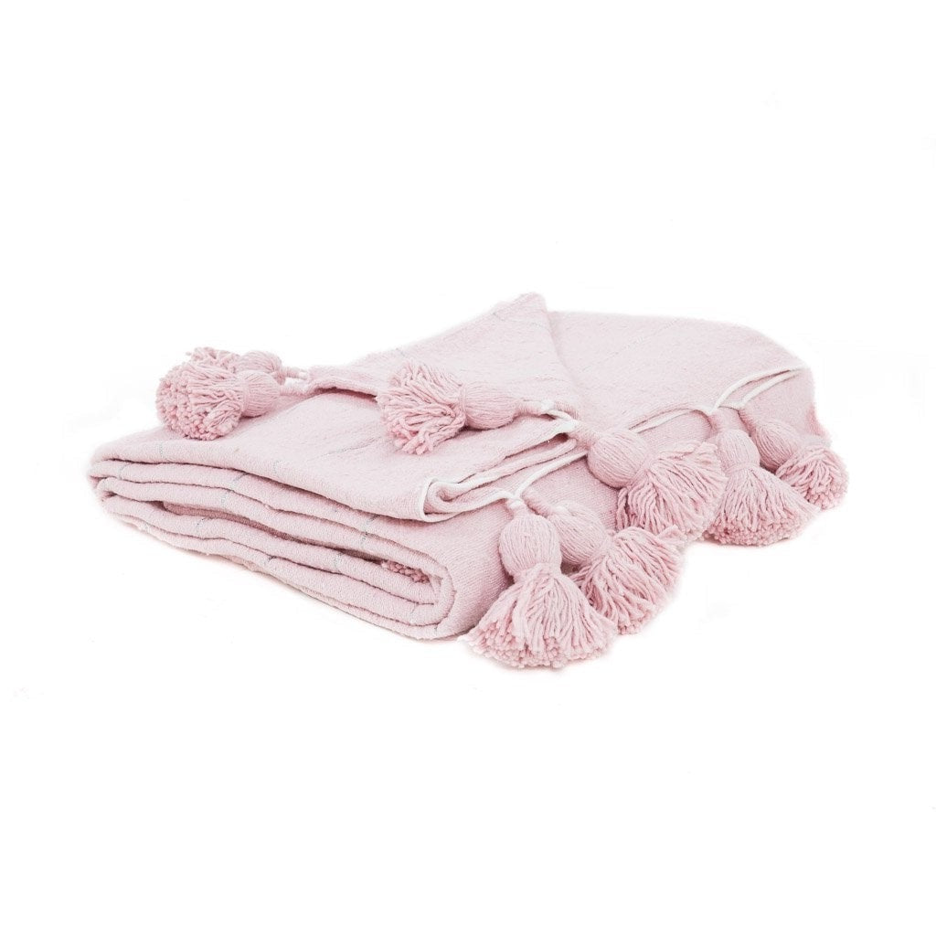 Couverture Pompon Rose et Argent