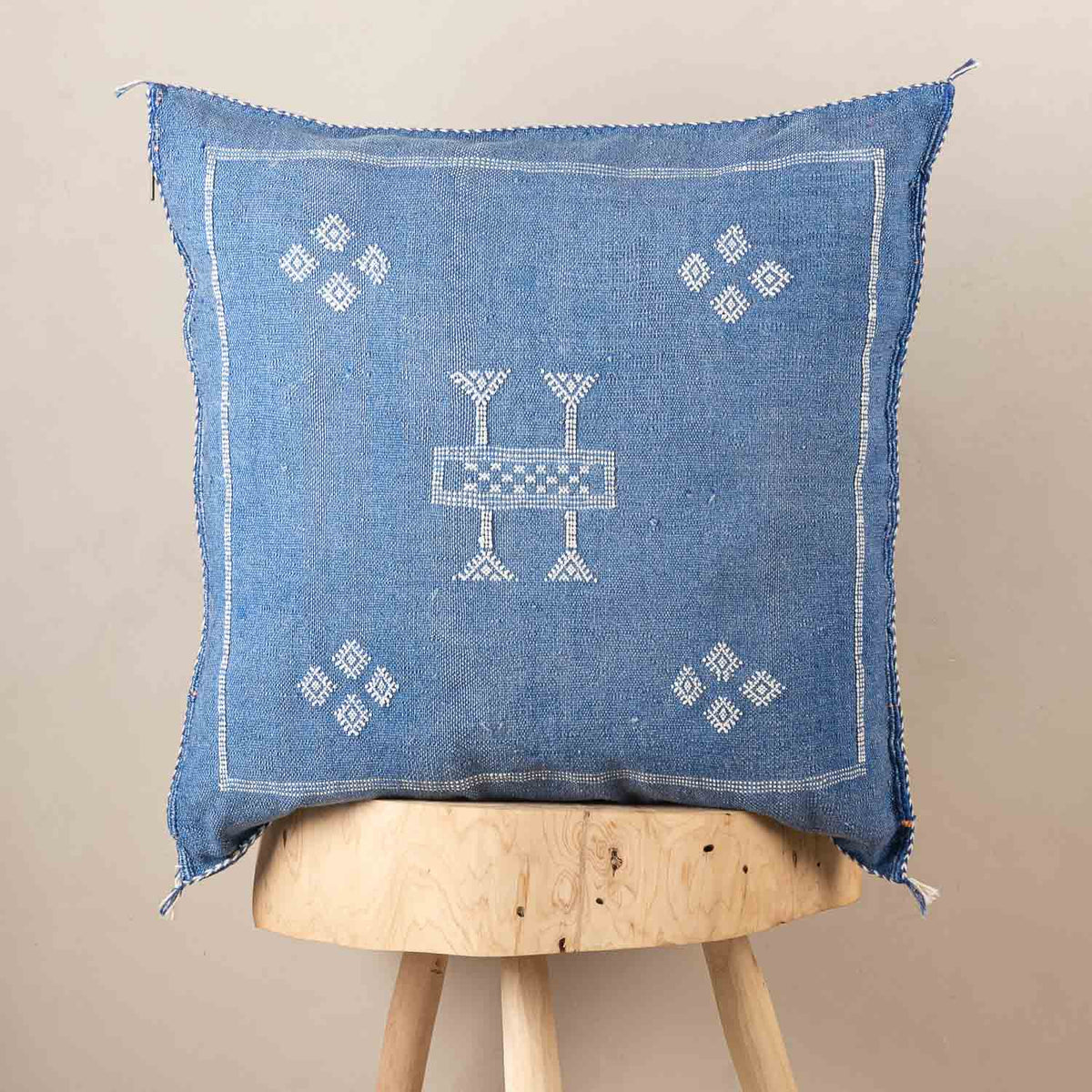 Coussin Bleu en soie de cactus