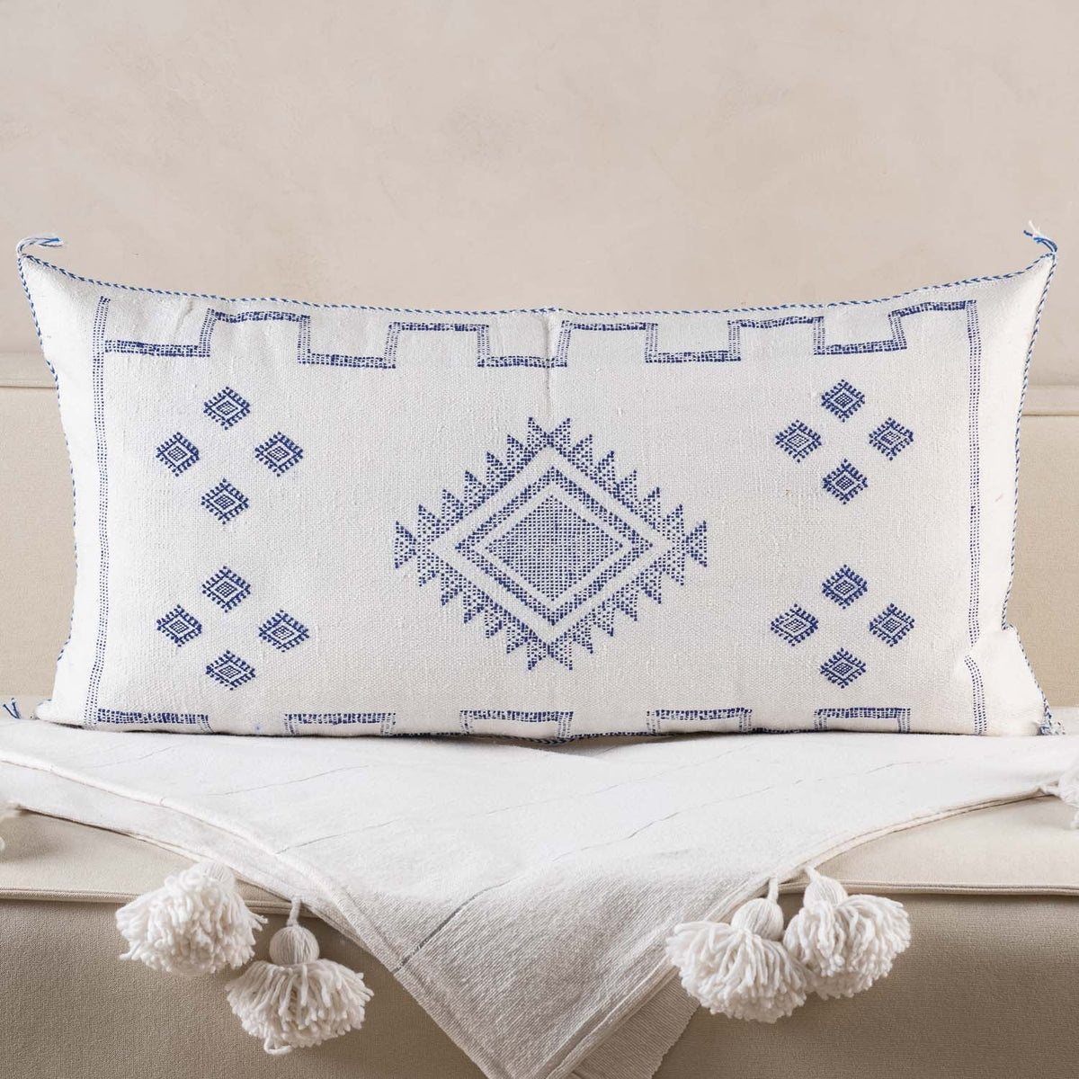 Coussin Blanc en soie de cactus