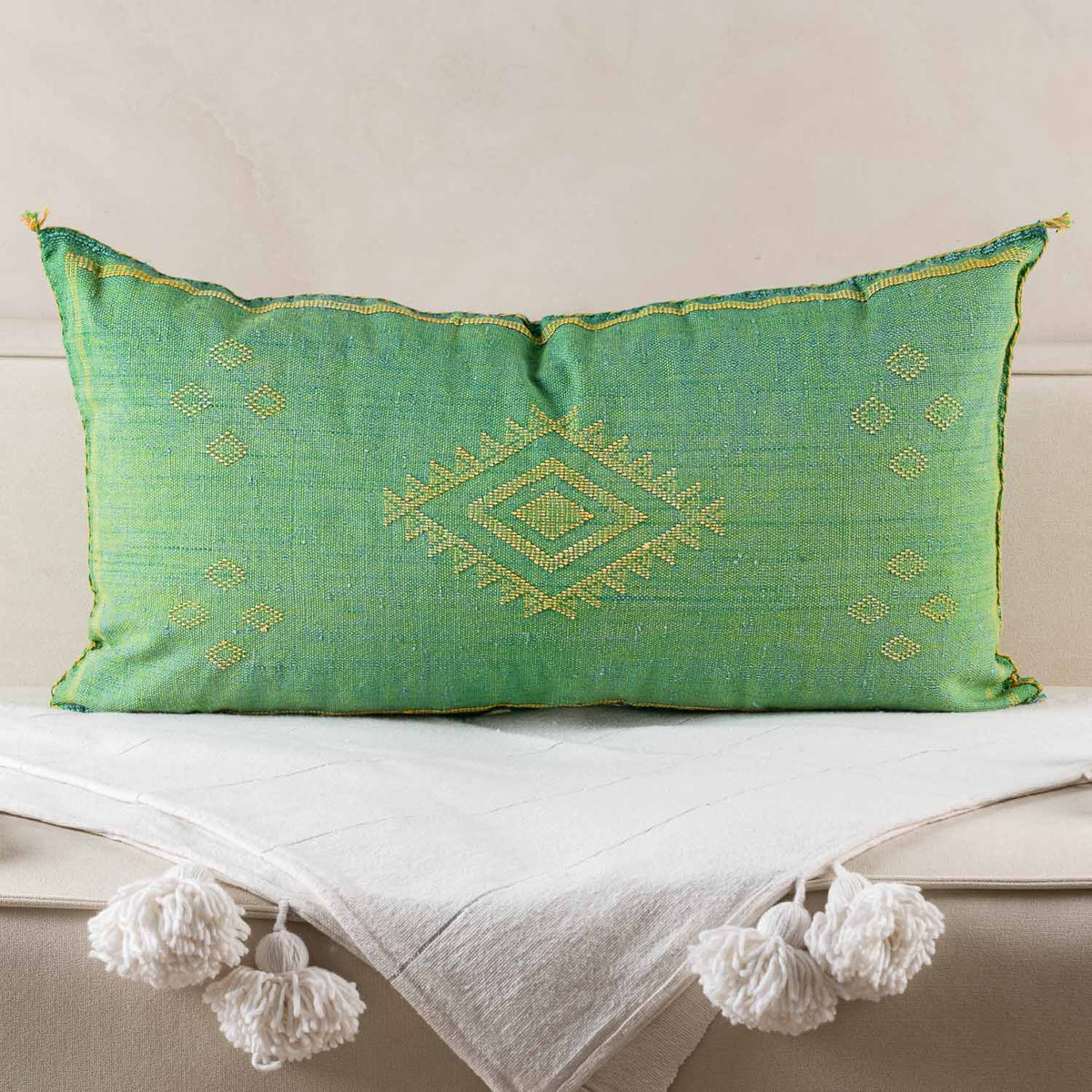 Coussin Vert en soie de cactus
