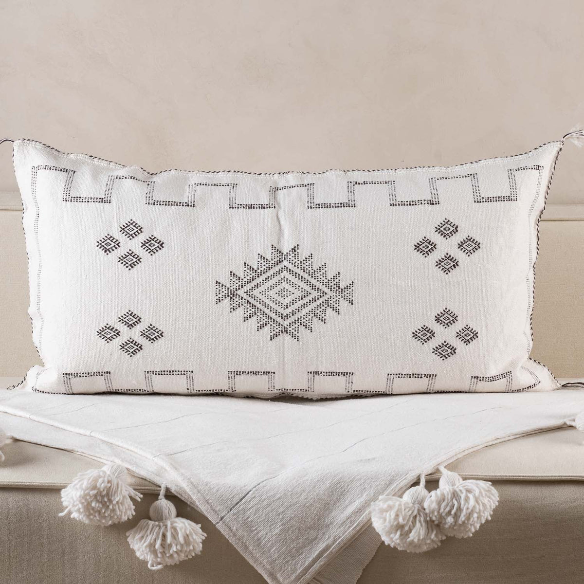 Coussin Blanc en soie de cactus