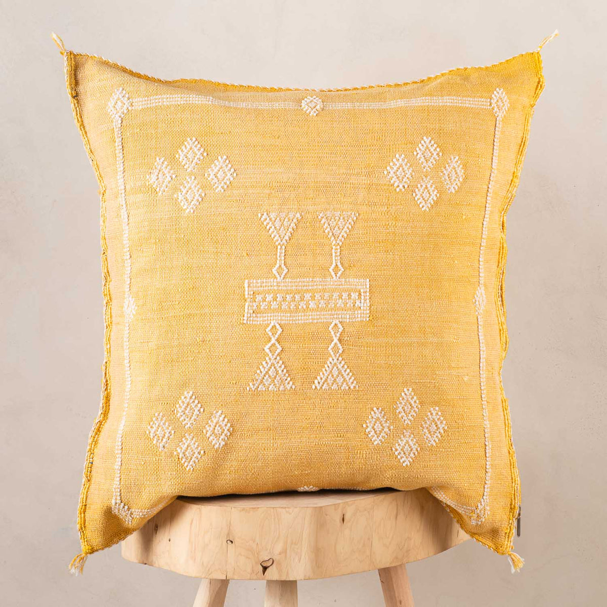 Coussin Jaune en soie de cactus