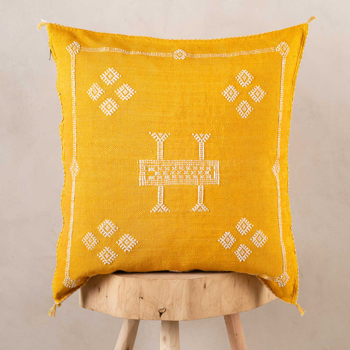 Coussin Jaune en soie de cactus