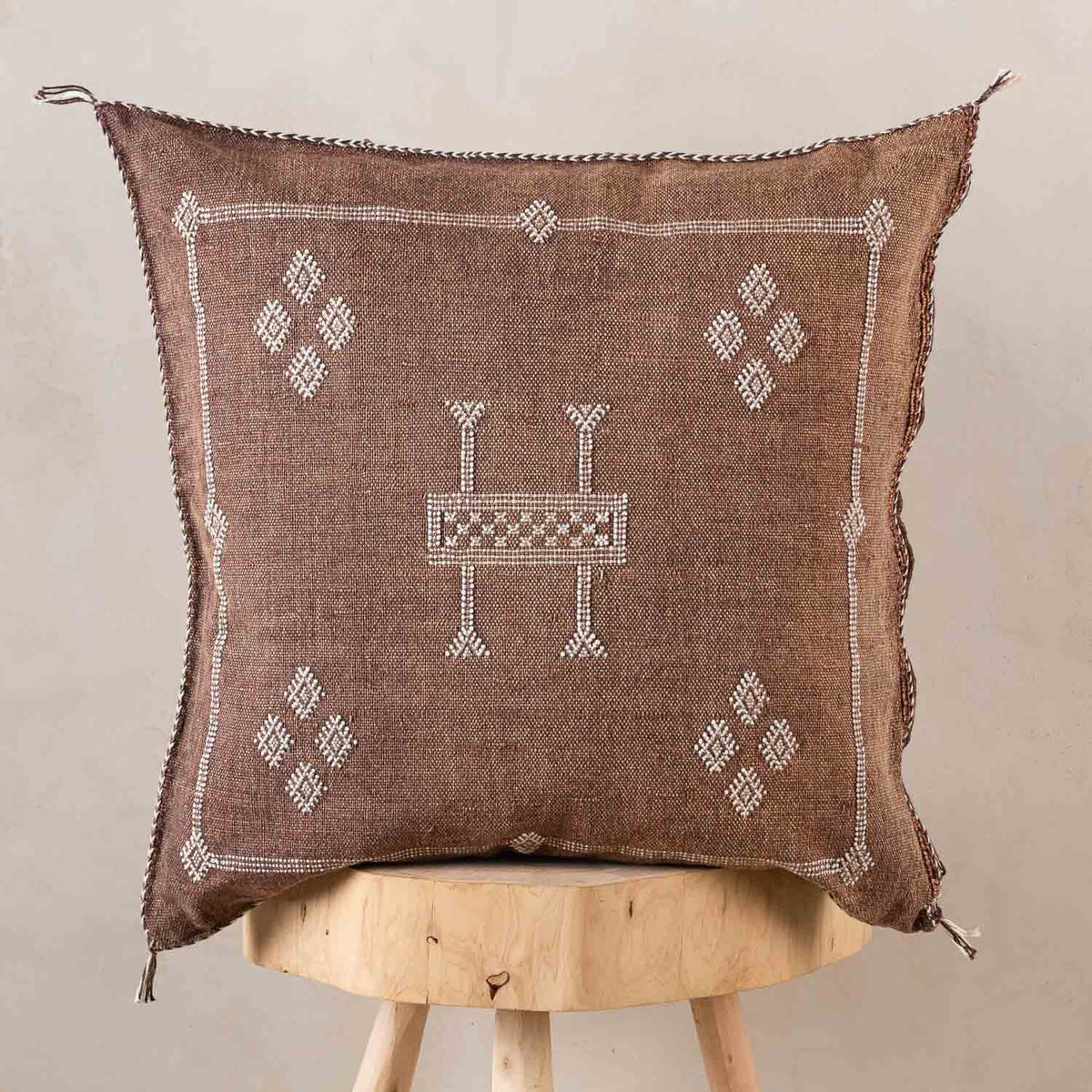 Coussin Marron en soie de cactus