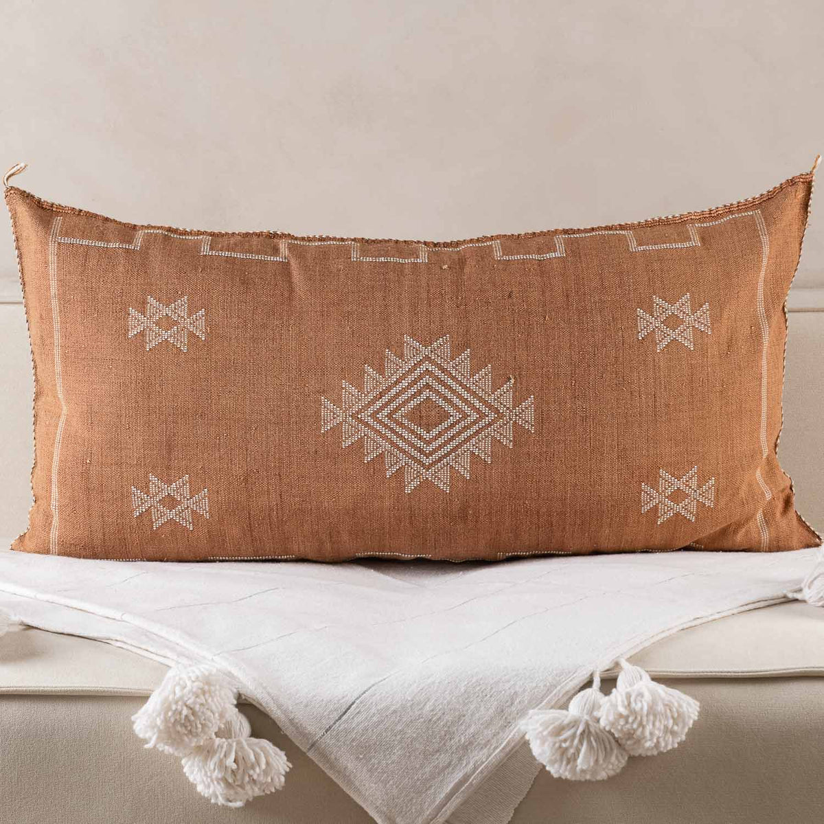 Coussin Marron en soie de cactus