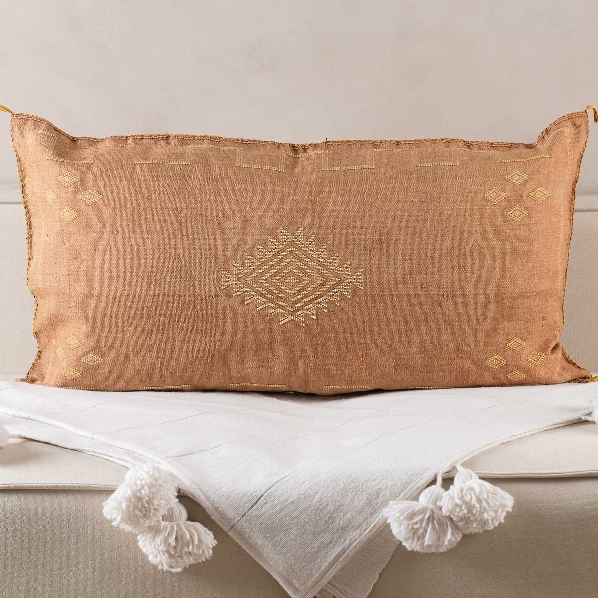 Coussin Marron en soie de cactus