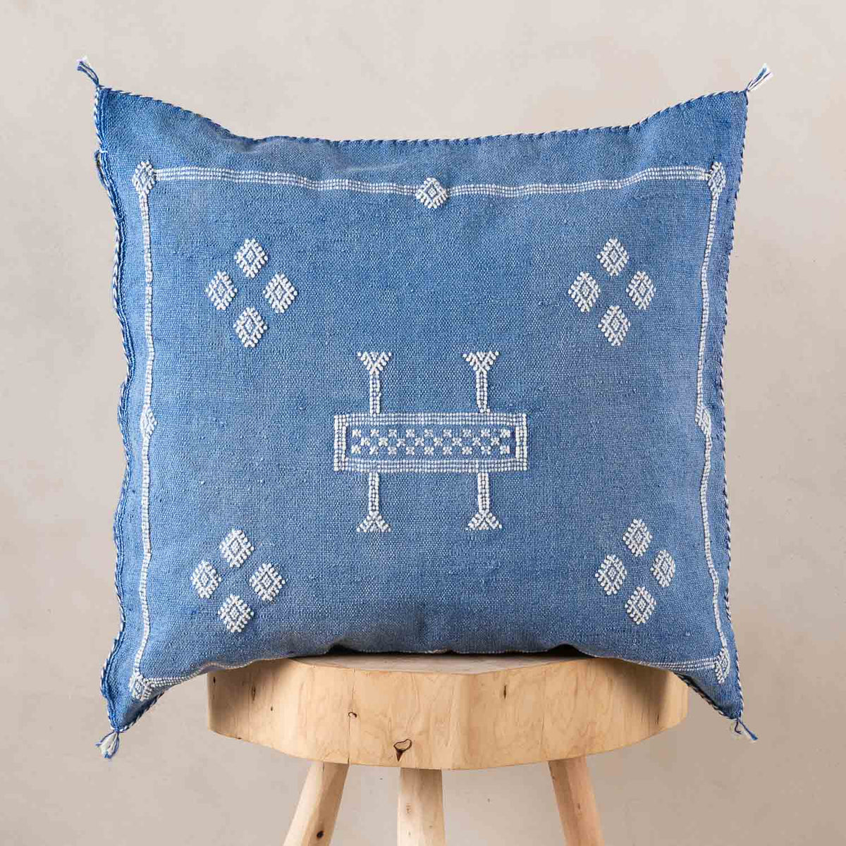 Coussin Bleu en soie de cactus