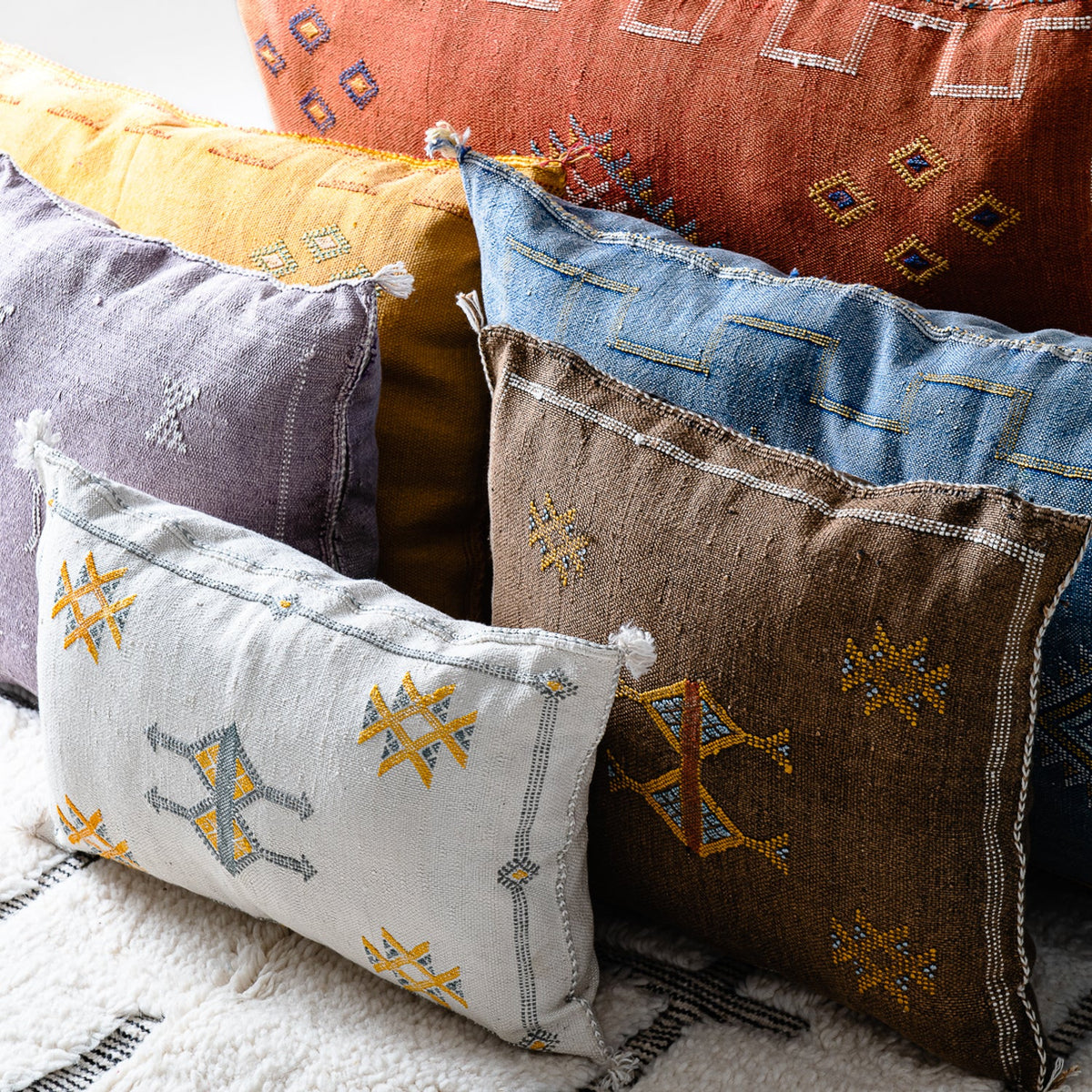 Coussin Blanc en soie de cactus
