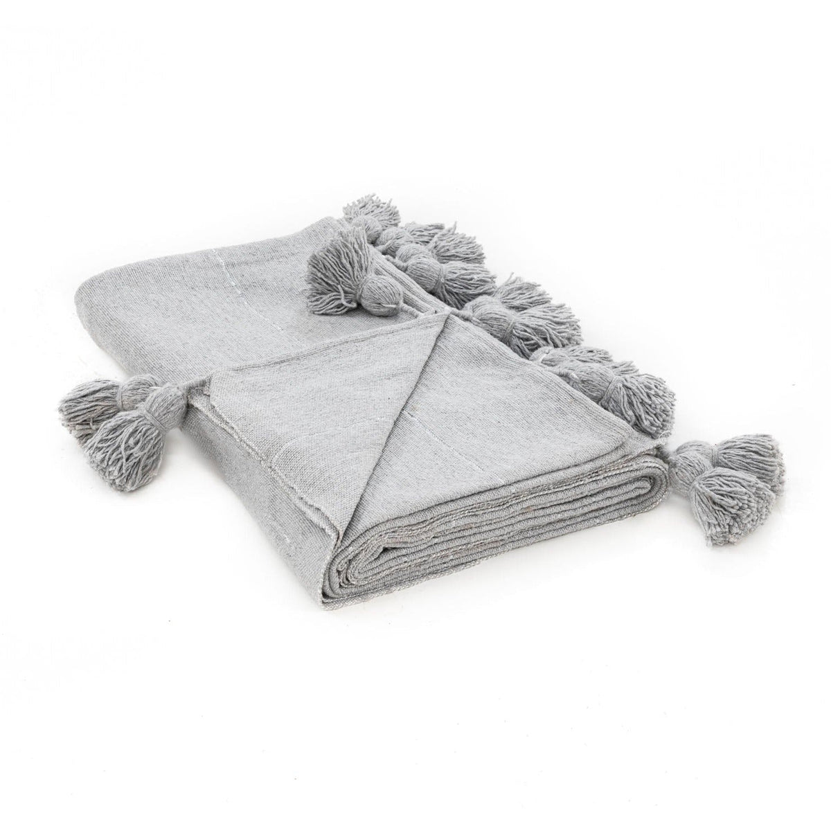 Couverture Pompon Gris et Argent